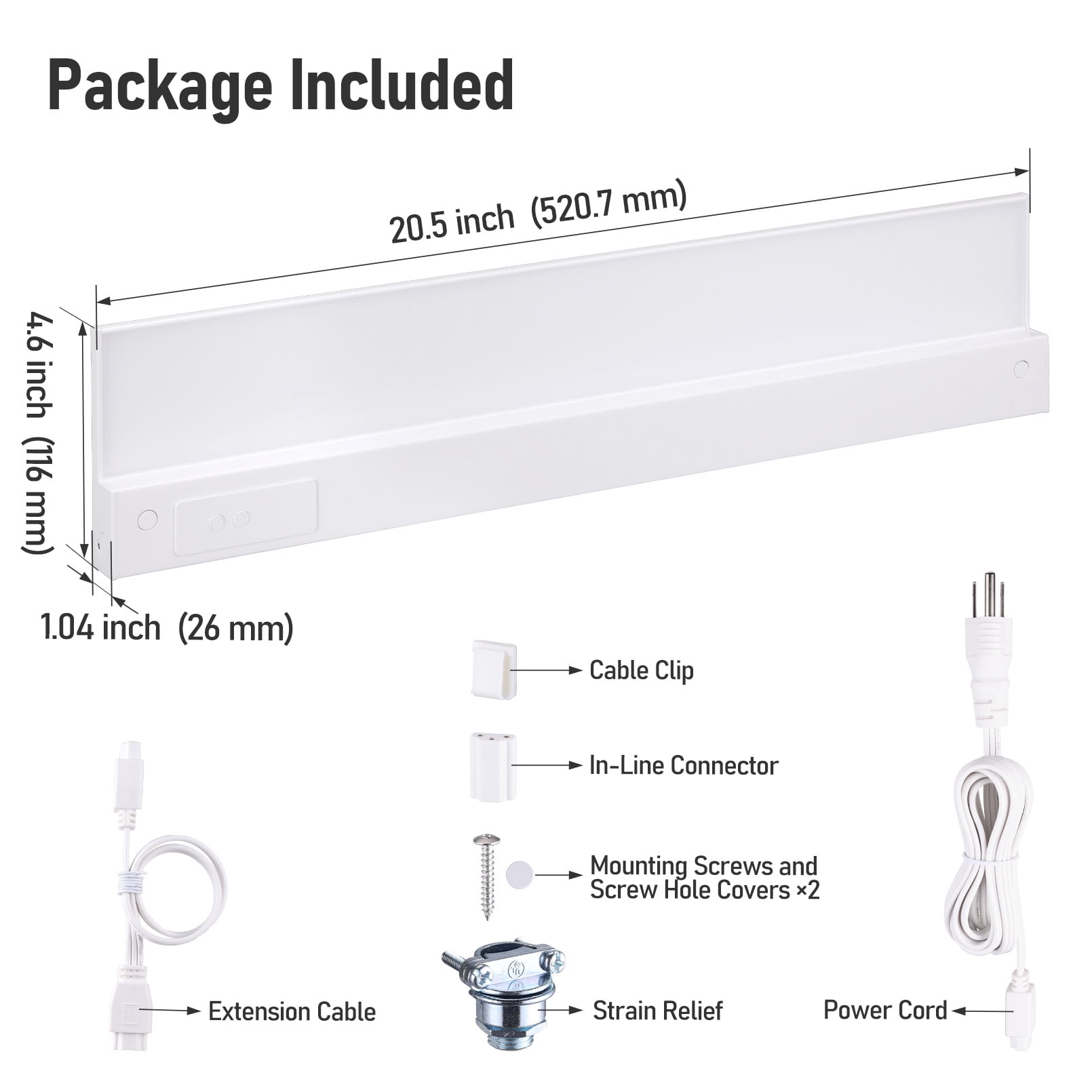 16W 5CCT LED Under Cabinet Lighting Fits 24-Inch Cabinets, Hardwired & Plug-In, 120V Ultra-Slim Linkable Dimmable Under Counter Lights, 2700K/3000K/35000K/4000K/5000K Selectable