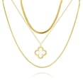 thumbnail image 1 of JeenMata Juego de Collar con 3 Colgantes Florales en Capas Chapados en Oro Amarillo, 1 of 5