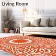thumbnail image 2 of ODIKA 5'x7' Machine Washable Non-Slip Area Rug, Boho Sunburst with Radiant Lines and Stylized Motifs High Traffic Rug with Pad, Orange, 535560, 2 of 8