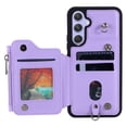 thumbnail image 3 of Compatible with Samsung Galaxy A54 5G PU Leather Clasp Flip Zipper Purse Case, with Shoulder Strap Lanyard for Women Credit Card Holder Cell Accessories Phone Cover for Samsung Galaxy A54 5G, Purple, 3 of 9