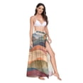 thumbnail image 2 of FORMRS Womens Long Sarong Beach Wrap Semi-Sheer Bikini Skirt Bathing Swimsuit Cover Up, Abstract Wavy Landscape, 2 of 7