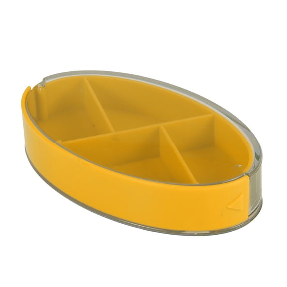 Unique Bargains 1 Pc 4 Grids Rotating Lid Pill Case Durable for Travel Yellow