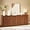 Walnut, variant on Fluted TV Stand with RGB LEDs for TVs up to 65'', Modern Media TV Console with 4 Doors 6 Storage Spces, Sideboard Buffet Cabinet Wood Entertainment Center for Living Room, Dining Room