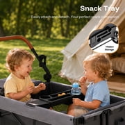HARPPA Foldable Wagon Stroller for 4 Kids with 5-Point Harness,Canopy,Gray