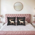 thumbnail image 2 of Whimsical Deer Throw Pillow Covers 18x18in Set of 2 - Light Pink with Intricate Antlers & Leaves Perfect for Couch Bed Car, 2 of 8
