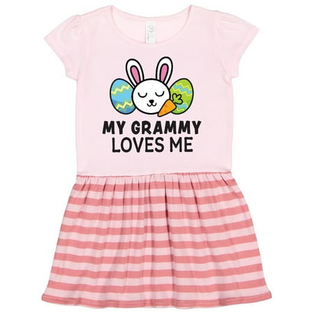 

Inktastic My Grammy Loves Me with Bunny and Easter Eggs Gift Toddler Girl Dress