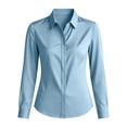 thumbnail image 5 of Noric Women's Long Sleeve Button Down Shirt Classic Lapel Collar Solid Color Tops Business Office Workwear, 5 of 9