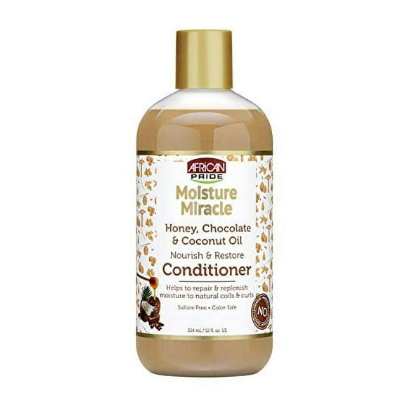 African Pride Moisture Miracle Honey, Chocolate & Coconut Oil Conditioner, 12 oz