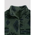 thumbnail image 6 of Women'S Ethnic Print Micro Pellet Plush Zip Front Jacket with Pockets Soft Fleece Outerwear Green M, 6 of 9