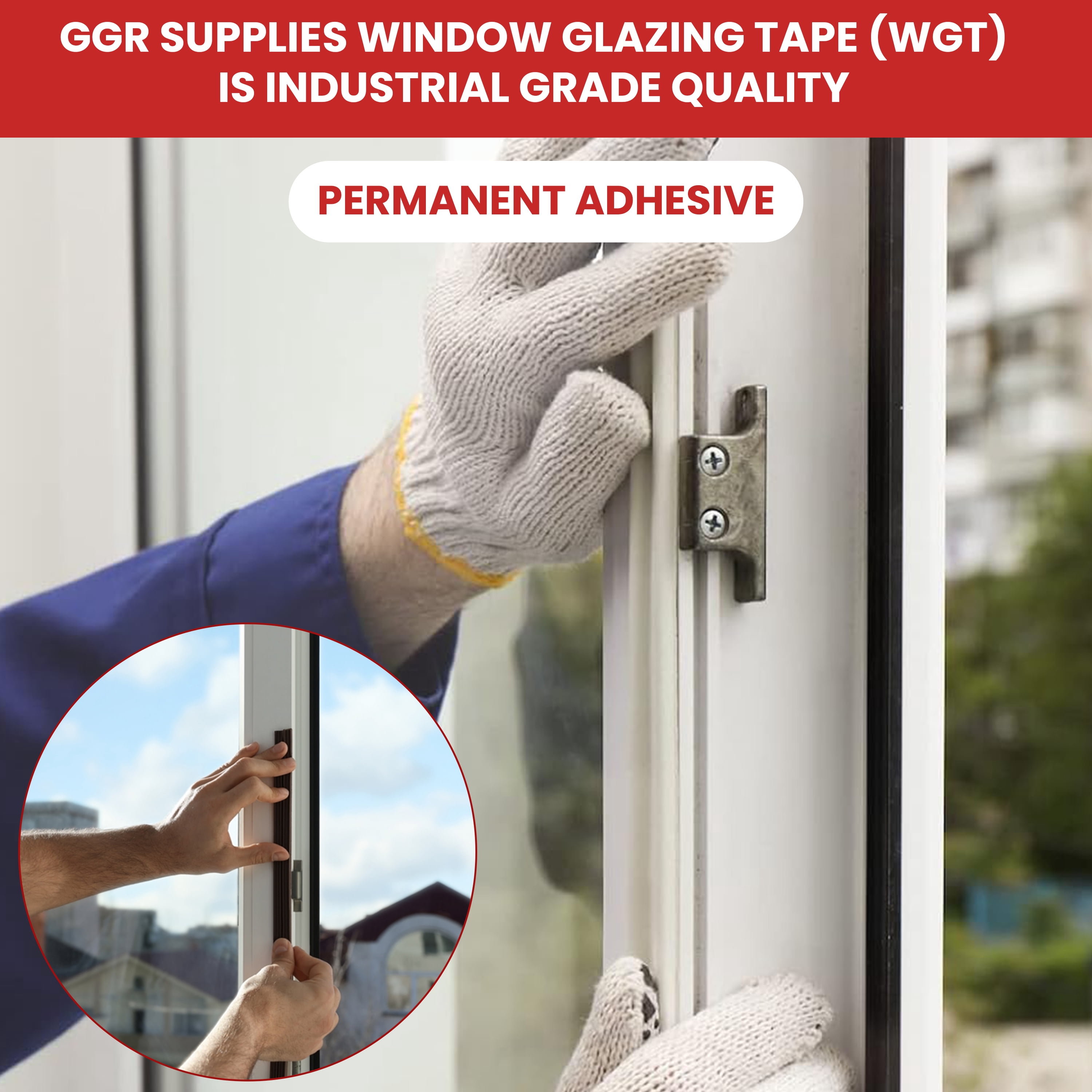 T.R.U. DC-PEF06P White Double Coated Window Glazing Tape: 1/16 in. thick x 1/2 in. wide x 150 ft.