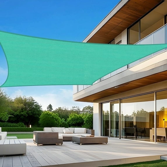 NAWAY 10'X10' Turquoise Rectangular Sun Shade Sail – HDPE 95% UV Block Outdoor Canopy for Patio, Garden, Pool, Breathable & Windproof Shade Cover with D-Rings