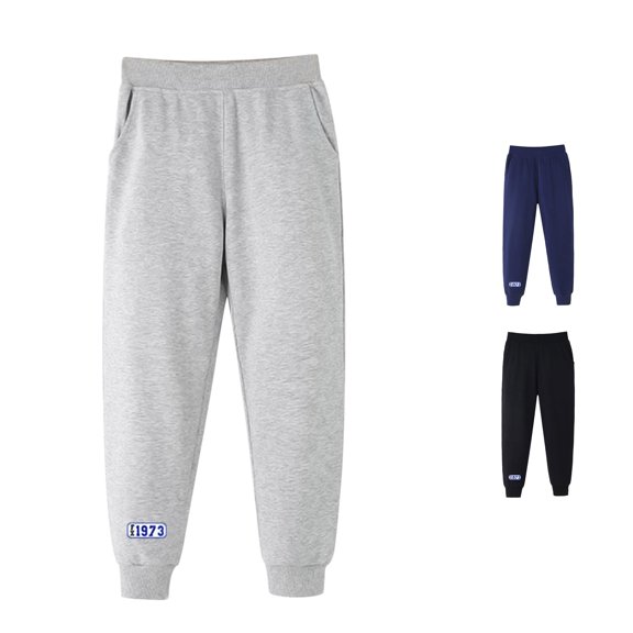 AWZXDE Boys Elastic Waist Sweatpants 1973 Printed Jogger Pants Rib Casual Trousers Side Pockets Sweatpants For Kids Daily School Wear Khaki - 3-4 Years