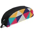 thumbnail image 2 of Customize Triangular Color Grid Cylindrical Pencil Bag, Pencil Box Zipper Stationery Bag, Wash Bag, 2 of 2