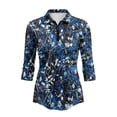 thumbnail image 2 of Uorisanigo Blue Camo Forest Women's 3/4 Sleeve Golf Top Size L Comfortable Fashion Quick Dry Athletic Polo Shirts with Zip Up Collar Versatile Tennis Tops Soft Breathable for Women, 2 of 7