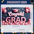 thumbnail image 2 of Pink Theme Graduation Banner Graduation Cap Design Congrats Display Pink Balloons Gold Stars Grad Backdrop for Graduation Party College Graduation Graduation Photo Shoot, 2 of 9