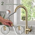 thumbnail image 3 of 1Pc Kitchen Faucet with Pull Down Sprayer, Single Handle High Arc, 360° Swivel Retractable Nozzle, Stainless Steel Ceramic Valve, Matte Black & Brushed Gold, 3 of 10
