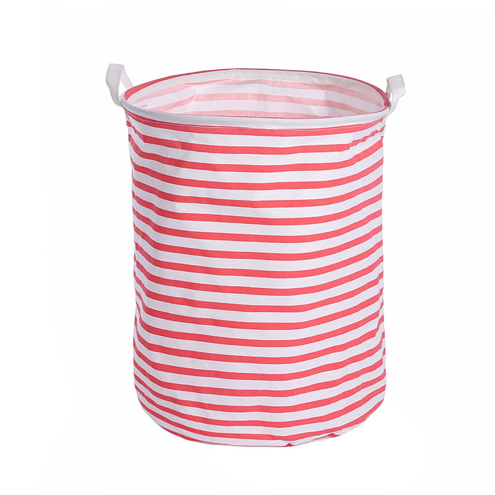 Wangsahngduan Dirty Laundry Basket Cotton Linen Storage Basket Waterproof Multifunctional Laundry Bucket Red Striped