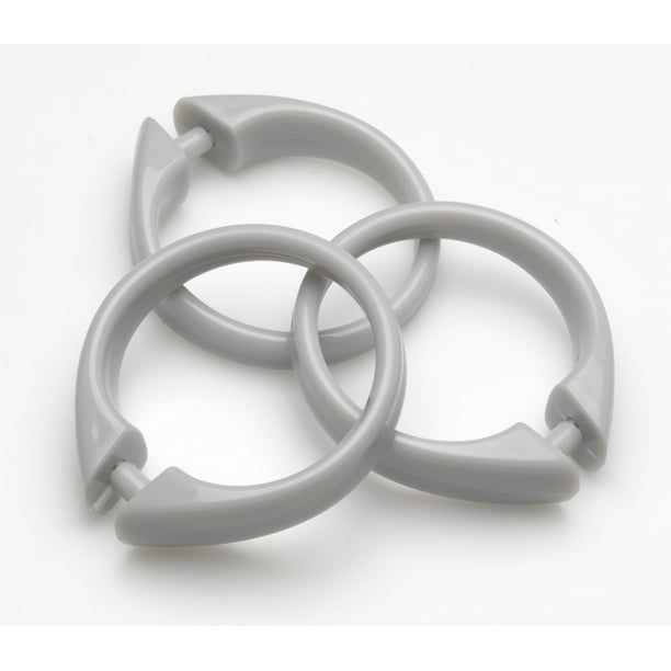 BetterBath Set of 12 Plastic Snap Shower Curtain Hooks Grey