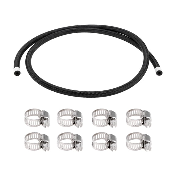 Unique Bargains 1/8" Fuel Line Kit 4ft Vacuum Hose Automotive Fuel Hose with 8 Clamps 1 Set