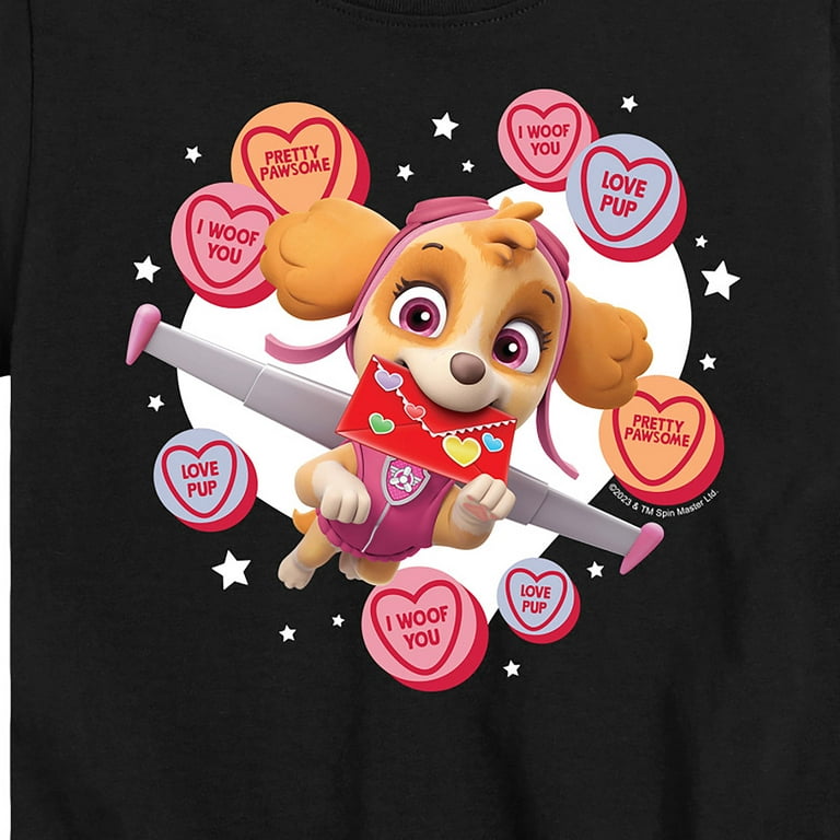 Paw Patrol - Skye Conversation Hearts - Toddler And Youth Short