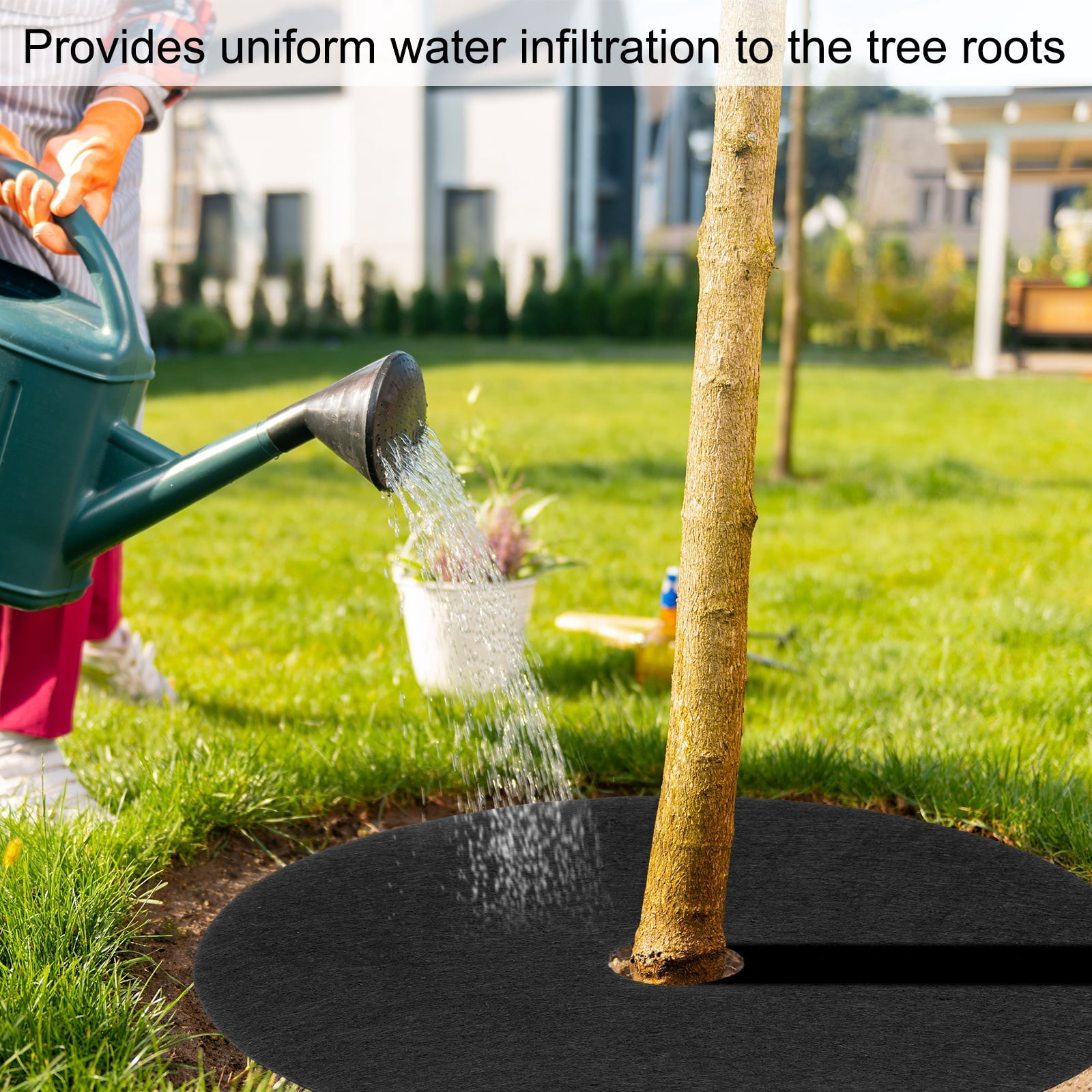 Uxcell 8pcs Tree Mulch Ring 20.5 Inch Non-Woven Round Tree Protector Weed Barrier Mat Plant Cover Rings for Weed Grass Control Root Protection, Black