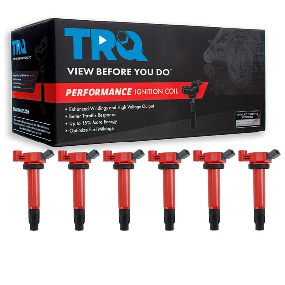 TRQ Ignition Coil Set 6 Piece High Temperature Epoxy Fits 2004-2006 Lexus ES330 RX330 06-08 RX400h 04-06 Toyota Camry Highlander Sienna Solara 07-08 Highlander Solara