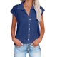 thumbnail image 1 of Qucoqpe - Blusas de verano para mujer, tallas grandes, manga corta, botones, cuello en V, moda informal, lisas, holgadas, de lino y algodón, en oferta, 1 of 5