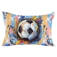 thumbnail image 2 of Sports Football Throw Pillow Cover, Colorful Graffiti Painting Rectangle Decorative Pillow Case Protector Soft Cushion Cover Lumbar Pillowcase for Couch Sofa Bedroom Car Chair Decor 20x26 Inch, 2 of 8