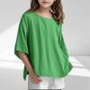 thumbnail image 2 of SNKSDGM Fourth of July Toddler Girl T Shirts Children Girls' Shirt 3/4 Sleeve Linen Blouse Leisure Top Elegant Top Girls T Shirt Crew Neck Plain Blouse 3 15 Years White Shirt Girls Size 8-9 3-4 Years, 2 of 2