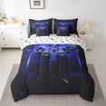 thumbnail image 2 of Manfei Game Console Bedding Comforter Set 7 Pieces,3D Hexagon Geometric Full Bedding Set,Blue Geometric Honeycomb Fitted Sheet Flat Sheet For Teens,Breathable Bedroom Decorative,Reversible, 2 of 8