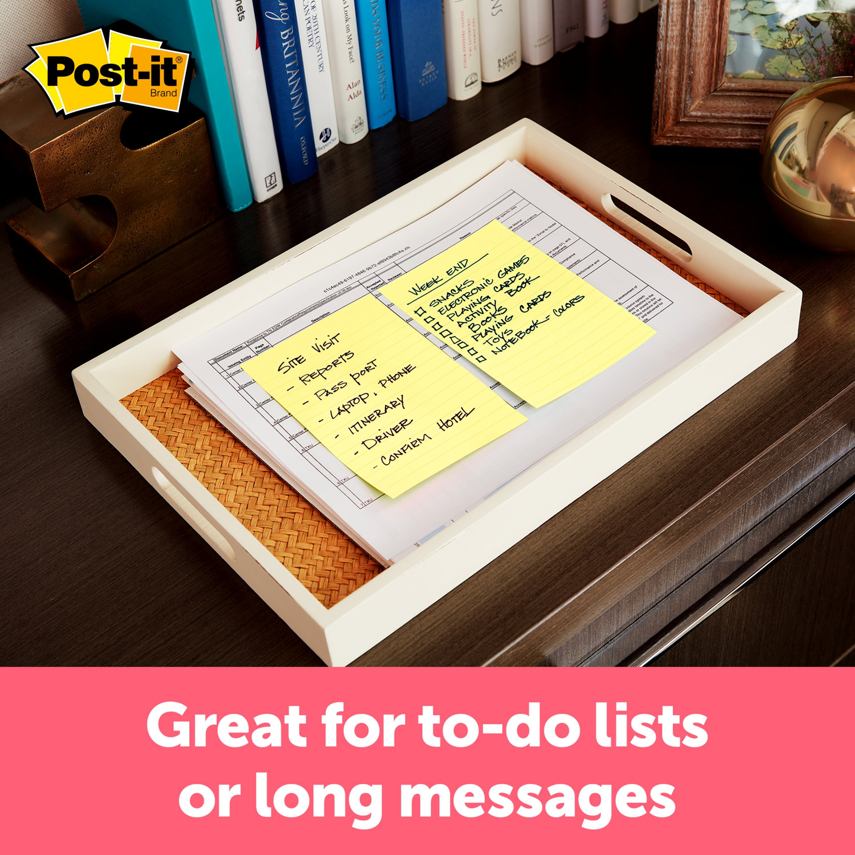 Post-it® Notes, 4 in. x 6 in., Canary Yellow, Lined, 12 Pads/Pack