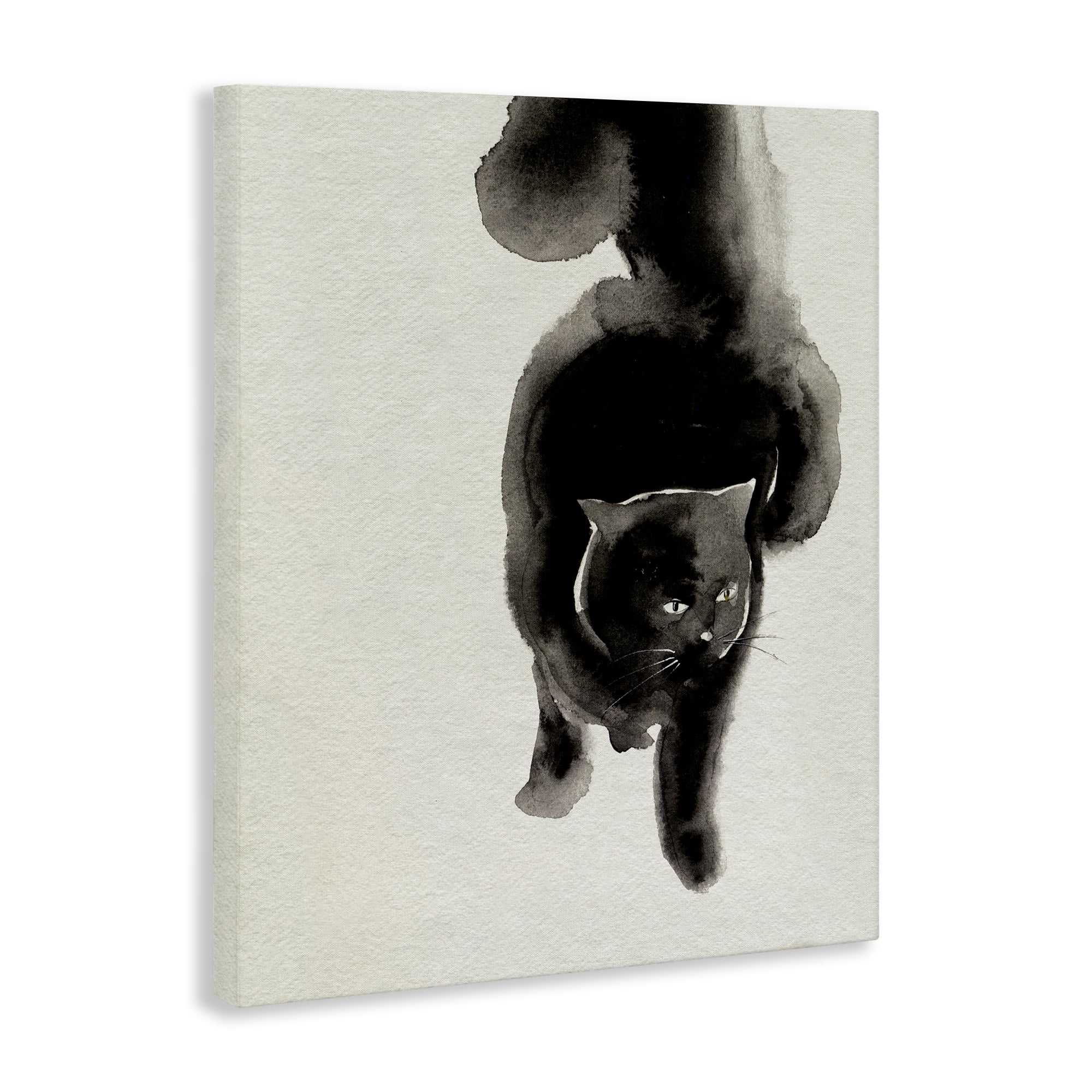 Stupell Industries Fierce Black Cat Animals Painting Wrapped Canvas Art Print Wall Art, 16 x 20