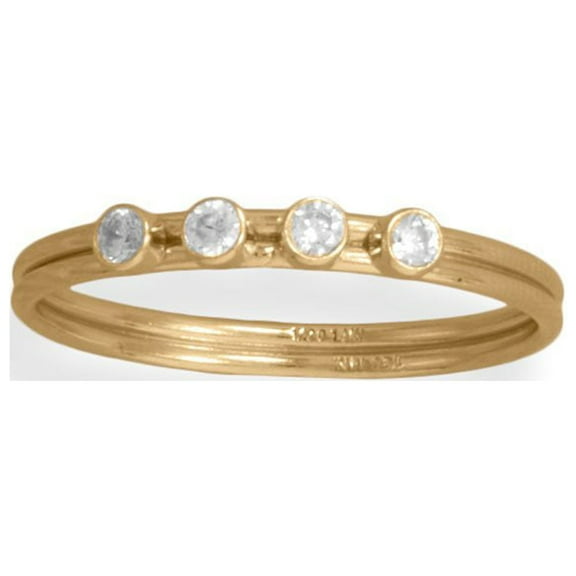Precious Stars 14/20 Gold Filled Cubic Zirconia Double Wire Ring