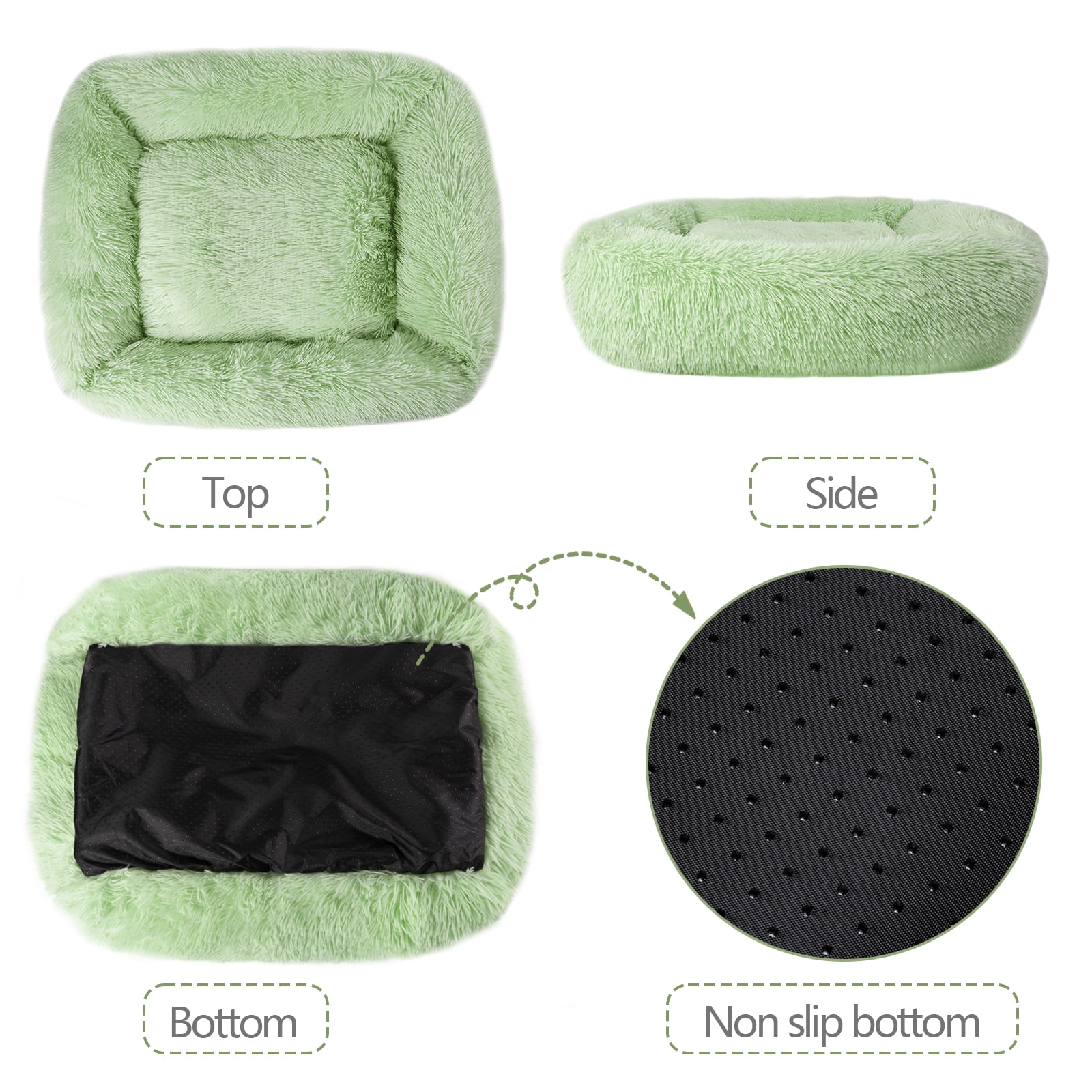Sennaux Rectangle Plush Pet Bed Calming Bed for Dogs Cats Kennel Cuddler Crate Cushion Mat Washable