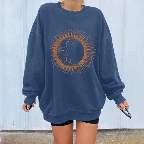 Pntutb, tops para mujer, sudadera con estampado de sol de invierno, tops de jersey Pntutb Pntutb-1086