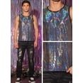 thumbnail image 4 of Unique Bargains Men's Sequin Tank Top Shiny Nightclub Metallic Sleeveless T-Shirts M Silver, 4 of 7