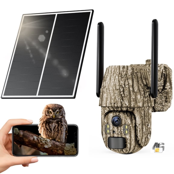 GMOX 4G Cellular Solar PTZ Trail Camera, 360° Live View Game Cam, Camo, 1 Pack