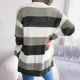 thumbnail image 6 of felwors Women's Striped Long Sleeve Open Front Knit Cardigan Casual Pullover Sweater Black, L, 6 of 8