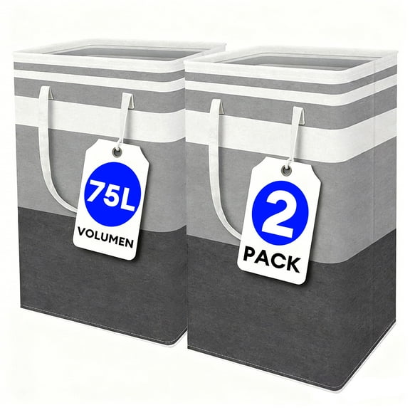2-Pack 75L Large Collapsible Laundry Basket, Waterproof Clothes Storage Basket, Dorm/Family Toy Organizer Basket, Convenient Storage Basket