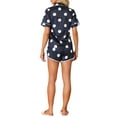 thumbnail image 3 of INSPIRE CHIC Women's Satin Pajama Sets Nightwear Sleepwear Tops with Shorts Lounge Sets M Blue Dots, 3 of 6