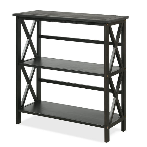Costway Wooden Shelf Bookcase 3Tier Open Bookshelf W/XDesign