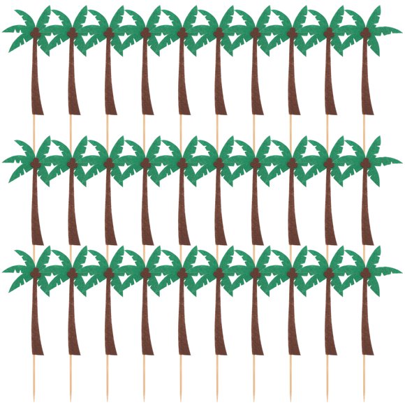 Shisuyan 30pcs Delicate Hawaiian Party Felt Coconut Tree Cake Topper Cake Decorations