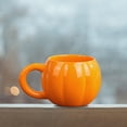 thumbnail image 4 of 12Oz Halloween Pumpkin Ceramic Mug, Spooky Fall Coffee Cup with Handle for Home Office Party Gatherings No Lid, Halloween Mug Pumpkin Mug Cute Ceramic Cup for Gifts, 4 of 5