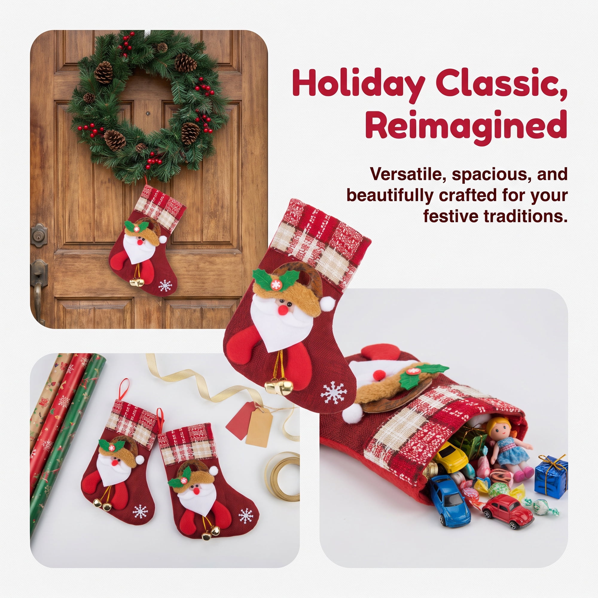 Unique Bargains Heritage Character Christmas Stocking Double Layer Timeless Sock Red 8"