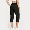 thumbnail image 4 of Women's Cargo Capri Sweatpants Hiking Joggers Cropped Pants with Pockets Lightweight Quick Dry Athletic Workout Leggings Casual Capri Black, 4 of 6