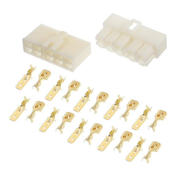 Unique Bargains 10 Pin Car Electrical Wire Connector Plug Kits Male Female Cable Terminal Housing Plastic Copper Beige for Car Boat RV 1 Set
