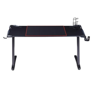 Furniture of America Mond Metal Gaming Desk with Outlets, Black