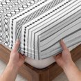 thumbnail image 3 of Full Size Fitted Sheet Set - Black White Striped 3 Piece Bedding Sets 16" Deep Pocket Fitted Sheet with 2 Pillowcases Modern Farmhouse Geometric Brushed Microfiber Hotel Luxury Bed Sheets, 3 of 9