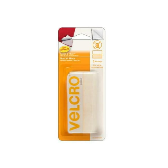 VELCRO® BRAND Doux et Mince Fermeture adhésives 6" x 4" Blanc