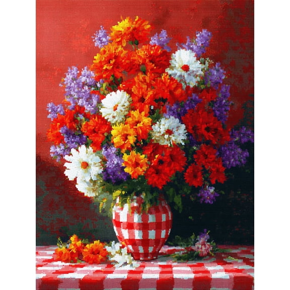 UXIEQU Floral Bouquet Still Life Canvas Wall Art 15.75x11.81 Inches
